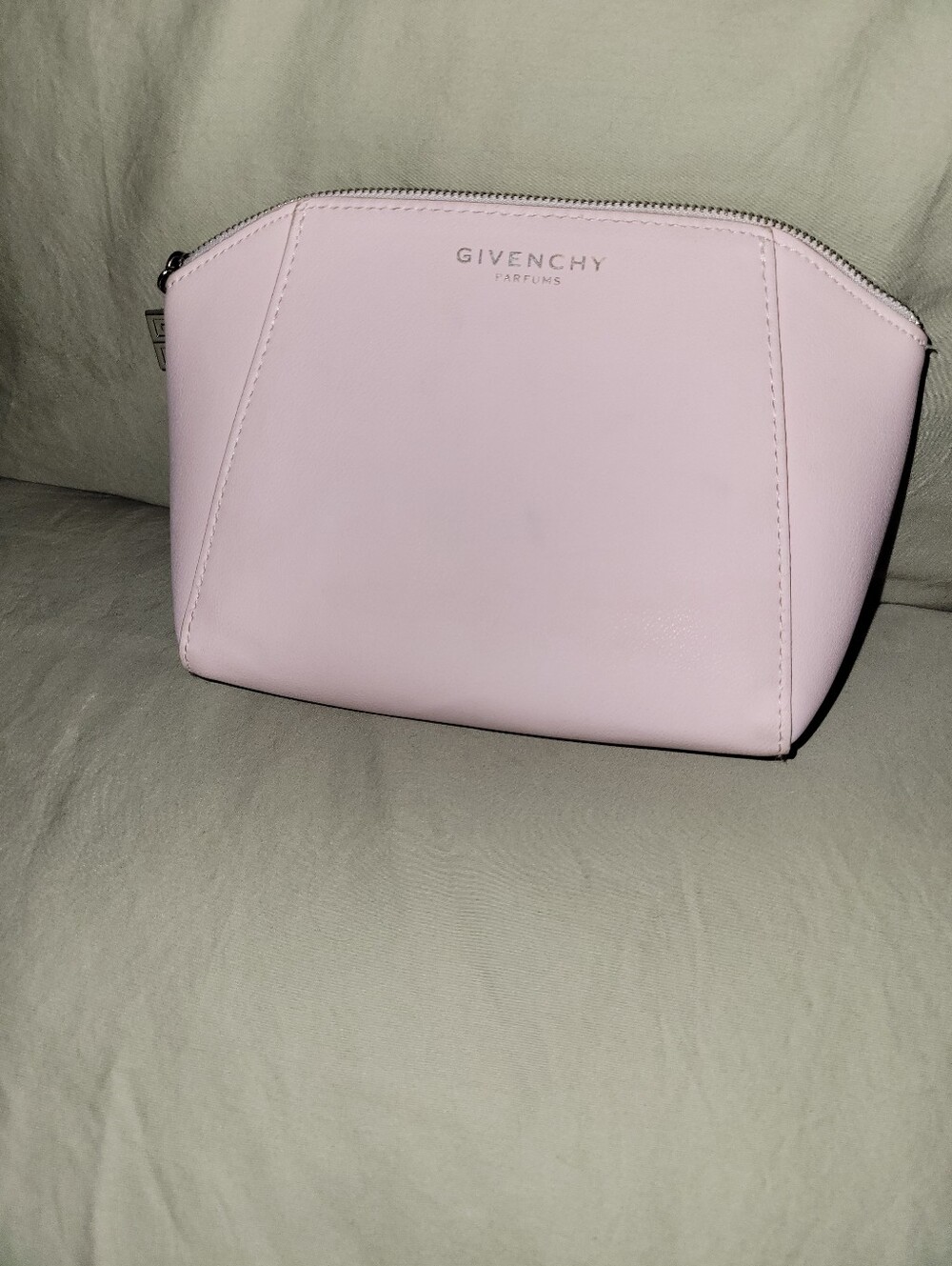 Givenchy Pale Pink Faux Leather Cosmetic Pouch with Silver Logo
